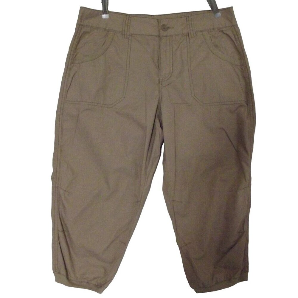 Faded Glory Capris 12 x 21"inseam Doon Tan Brown cotton knit cuffs capri